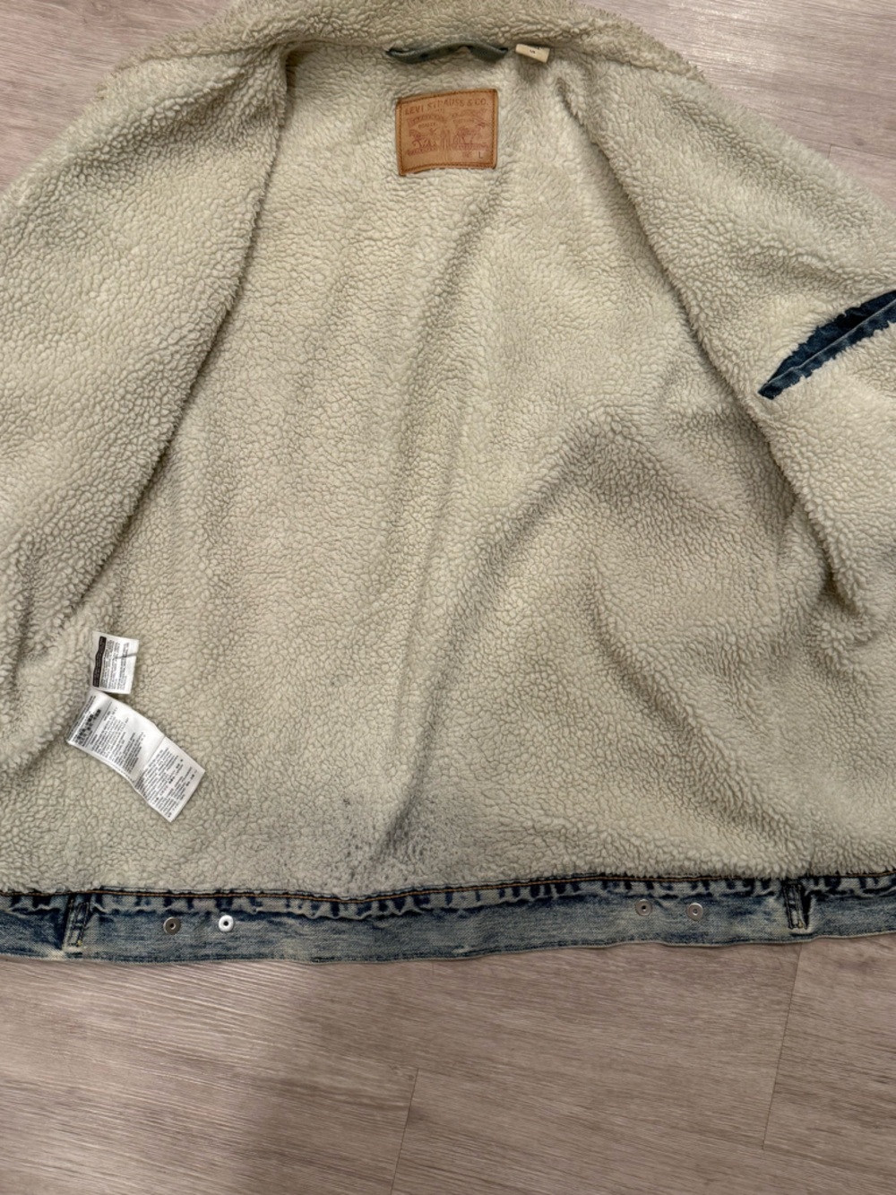 Levi’s Denim Fleece Jacket Large - Picture 4 of 5